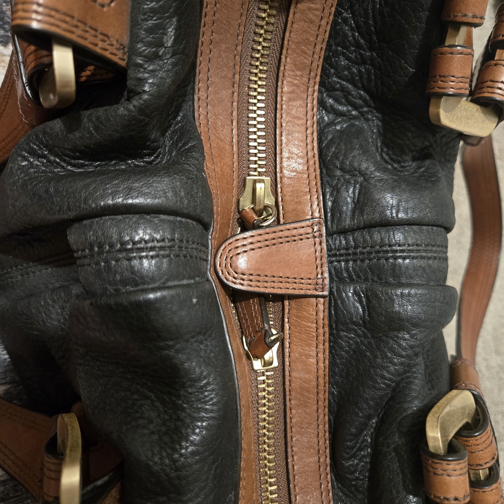 Vintage Michael Kors Harness Black Pebbled Leather Handbag with Gold Accents - Picture 5 of 7
